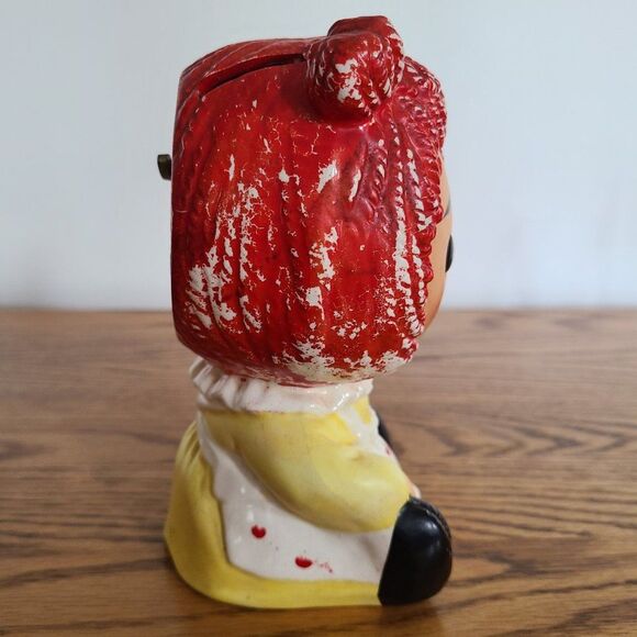 Vintage 1975 Raggedy Ann Ceramic Coin Bank With Music Box - Works! - Picture 6 of 15